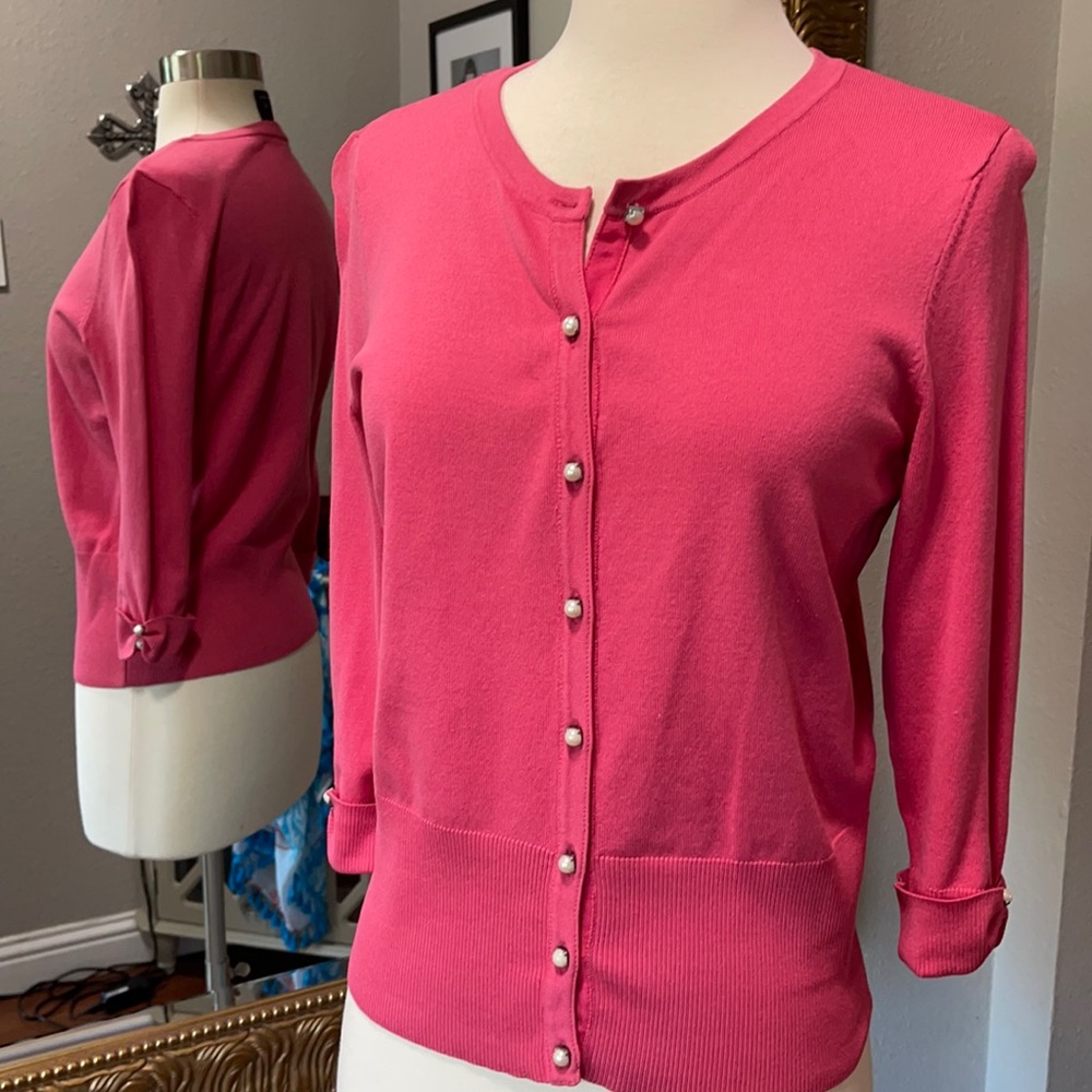 WHBM Pink Pearl-Button Cardigan